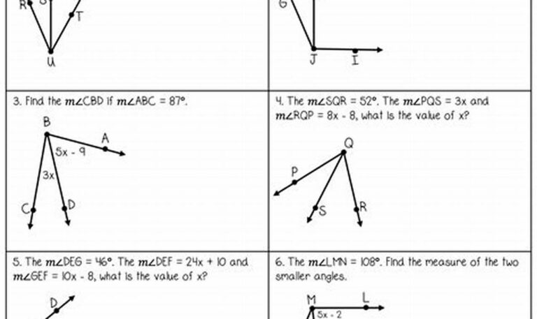 angle addition postulate worksheet