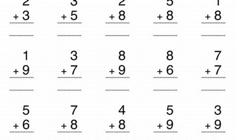 single digit addition worksheets